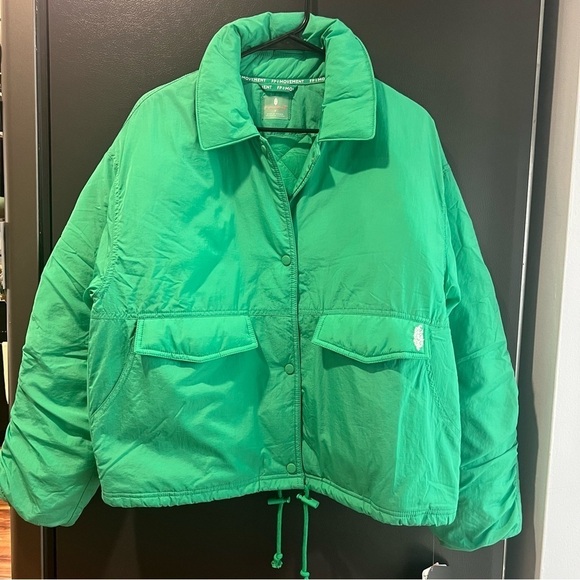 FP Movement Off The Bleachers Coaches Jacket in Green Size Small - Picture 2 of 12
